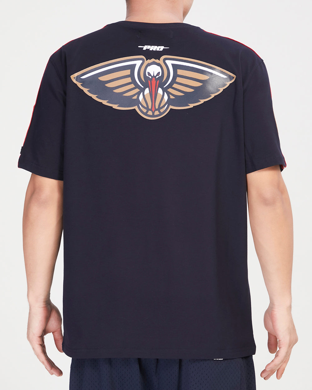 NBA NEW ORLEANS PELICANS CLASSIC MESH STRIPED MEN'S TEE (MIDNIGHT NAVY/RED)