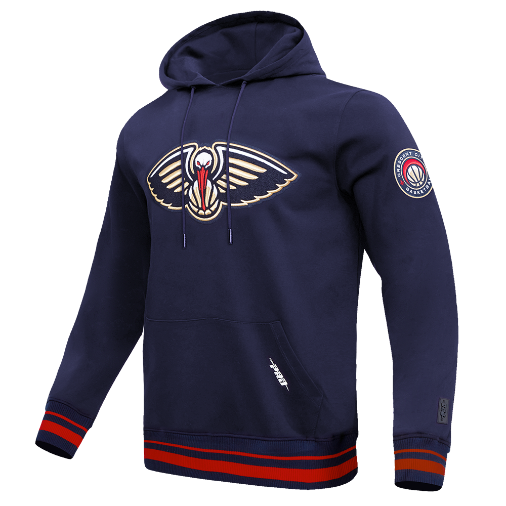 NBA NEW ORLEANS PELICANS RETRO CLASSIC MEN'S RIB FLC PO HOODIE (MIDNIGHT NAVY/RED/MIDNIGHT NAVY)