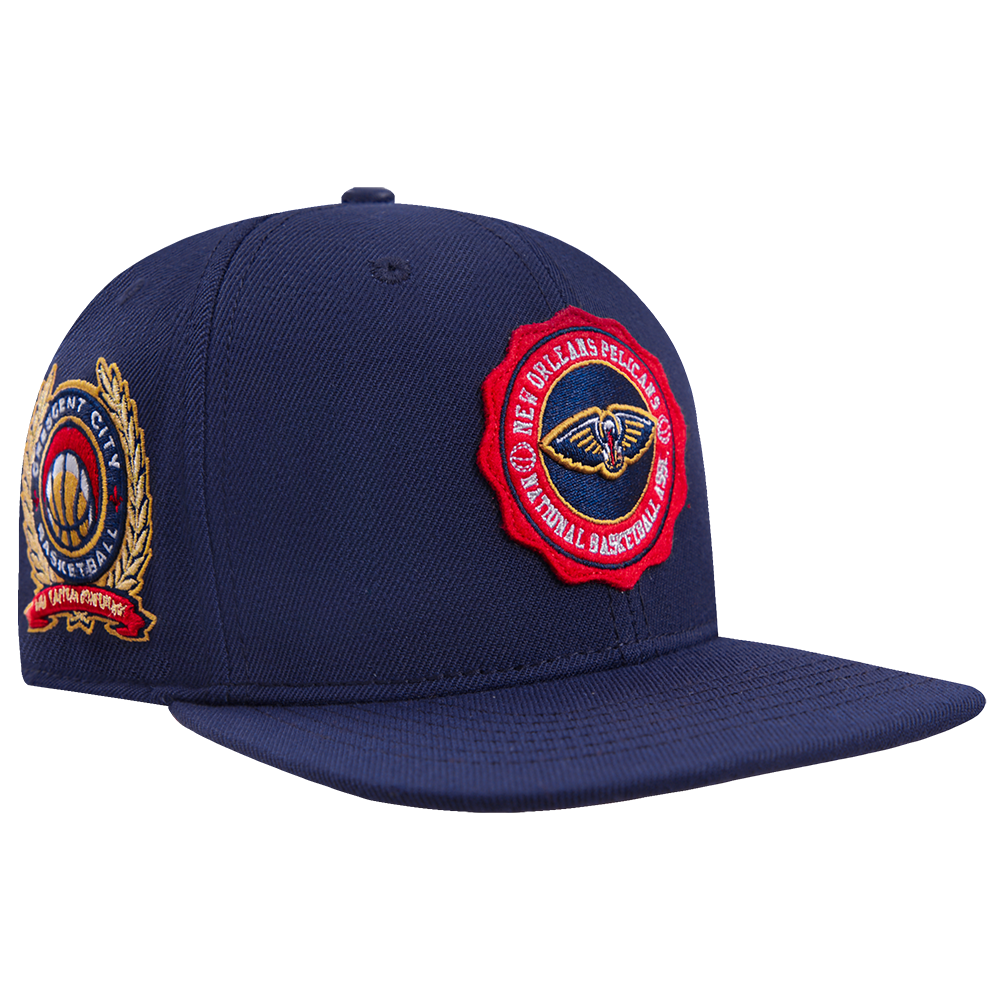 NBA NEW ORLEANS PELICANS CREST EMBLEM WOOL SNAPBACK HAT (MIDNIGHT NAVY)