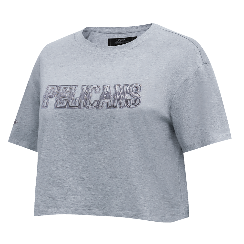 NBA NEW ORLEANS PELICANS NEUTRAL SINGLE JERSEY BOXY TEE (DARK HEATHER GRAY)