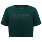 NBA NEW ORLEANS PELICANS NEUTRAL SINGLE JERSEY BOXY TEE (FOREST GREEN)
