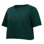 NBA NEW ORLEANS PELICANS NEUTRAL SINGLE JERSEY BOXY TEE (FOREST GREEN)