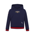 NBA NEW ORLEANS PELICANS RETRO CLASSIC BIG BOY'S RIB FLEECE PULLOVER HOODIE (MIDNIGHT NAVY/RED/MIDNIGHT NAVY)