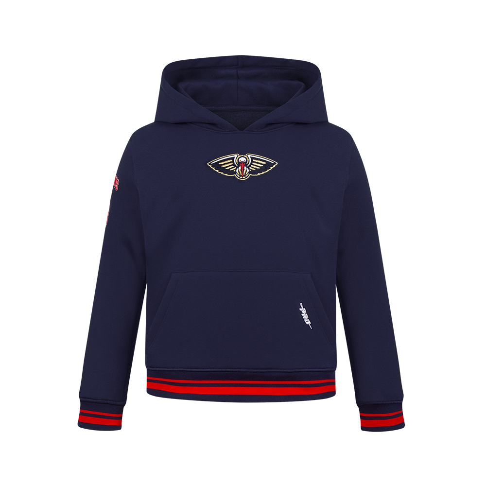 NBA NEW ORLEANS PELICANS RETRO CLASSIC CHANDAIL À CAPUCHON EN MOLLETON CÔTELÉ POUR GARÇON JUNIOR (MARINE MINUIT/ROUGE/MARINE MINUIT)