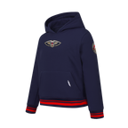 NBA NEW ORLEANS PELICANS RETRO CLASSIC BIG BOY'S RIB FLEECE PULLOVER HOODIE (MIDNIGHT NAVY/RED/MIDNIGHT NAVY)