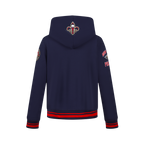 NBA NEW ORLEANS PELICANS RETRO CLASSIC BIG BOY'S RIB FLEECE PULLOVER HOODIE (MIDNIGHT NAVY/RED/MIDNIGHT NAVY)