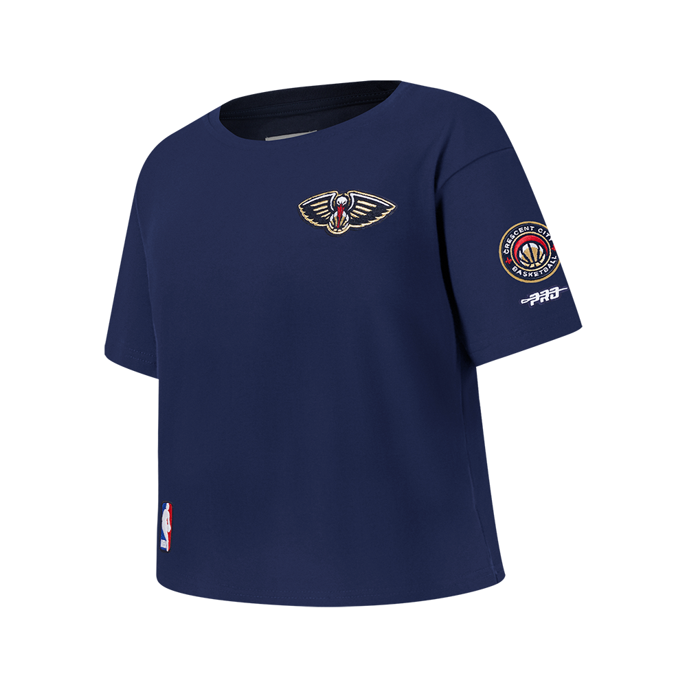 NBA NEW ORLEANS PELICANS CLASSIC T-SHIRT À COUPE CARRÉE À MANCHES COURTES POUR FILLE JUNIOR (MARINE MINUIT)