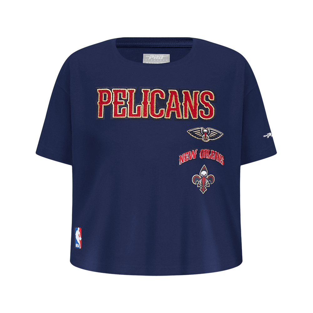 NBA NEW ORLEANS PELICANS RETRO CLASSIC T-SHIRT À COUPE CARRÉE À MANCHES COURTES POUR FILLE JUNIOR (MARINE MINUIT)