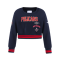 NBA NEW ORLEANS PELICANS RETRO CLASSIC BIG GIRL'S RIB FLC CREWNECK (MIDNIGHT NAVY/RED/MIDNIGHT NAVY)