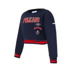NBA NEW ORLEANS PELICANS RETRO CLASSIC BIG GIRL'S RIB FLC CREWNECK (MIDNIGHT NAVY/RED/MIDNIGHT NAVY)