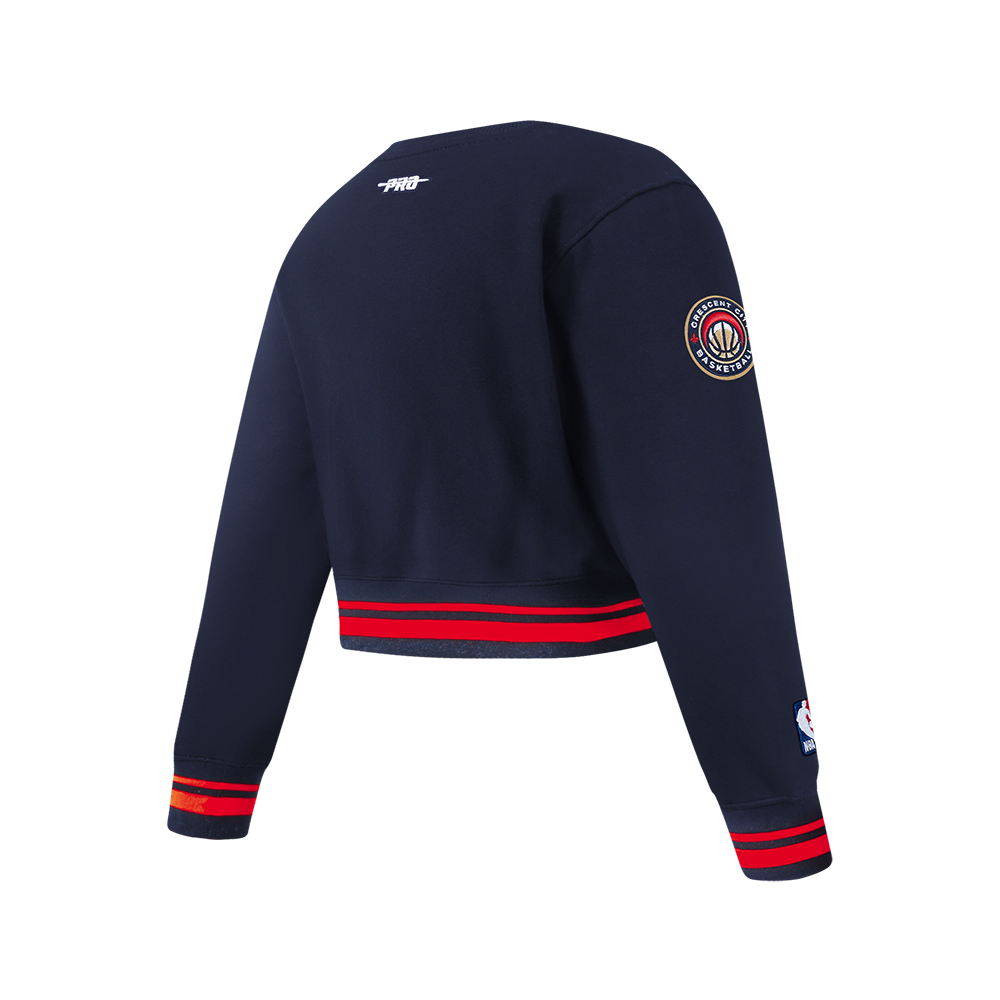 NBA NEW ORLEANS PELICANS RETRO CLASSIC BIG GIRL'S RIB FLC CREWNECK (MIDNIGHT NAVY/RED/MIDNIGHT NAVY)