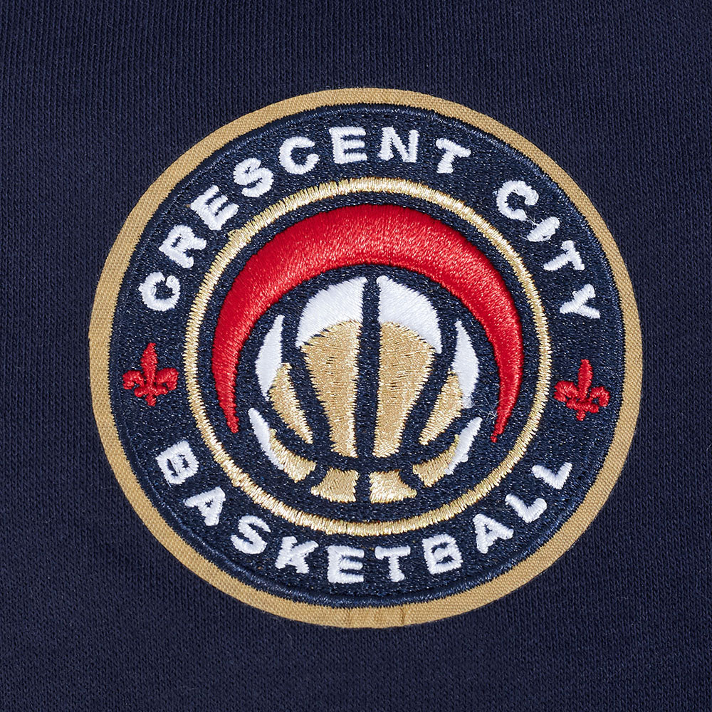 NBA NEW ORLEANS PELICANS RETRO CLASSIC BIG GIRL'S RIB FLC CREWNECK (MIDNIGHT NAVY/RED/MIDNIGHT NAVY)