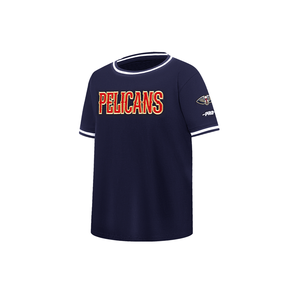 NBA NEW ORLEANS PELICANS CLASSIC T-SHIRT CÔTELÉ RAYÉ À MANCHES COURTES POUR GARÇON ENFANT (MARINE MINUIT)
