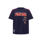 NBA NEW ORLEANS PELICANS RETRO CLASSIC LITTLE BOY'S SHORT SLEEVE TAPING TEE (MIDNIGHT NAVY/RED)