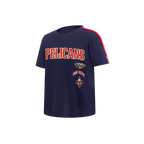 NBA NEW ORLEANS PELICANS RETRO CLASSIC LITTLE BOY'S SHORT SLEEVE TAPING TEE (MIDNIGHT NAVY/RED)