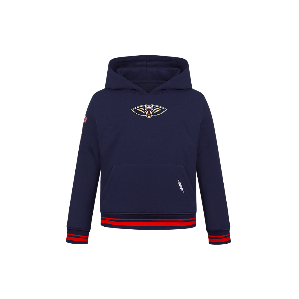 NBA NEW ORLEANS PELICANS RETRO CLASSIC LITTLE BOY'S RIB FLEECE PULLOVER HOODIE (MIDNIGHT NAVY/RED/MIDNIGHT NAVY)