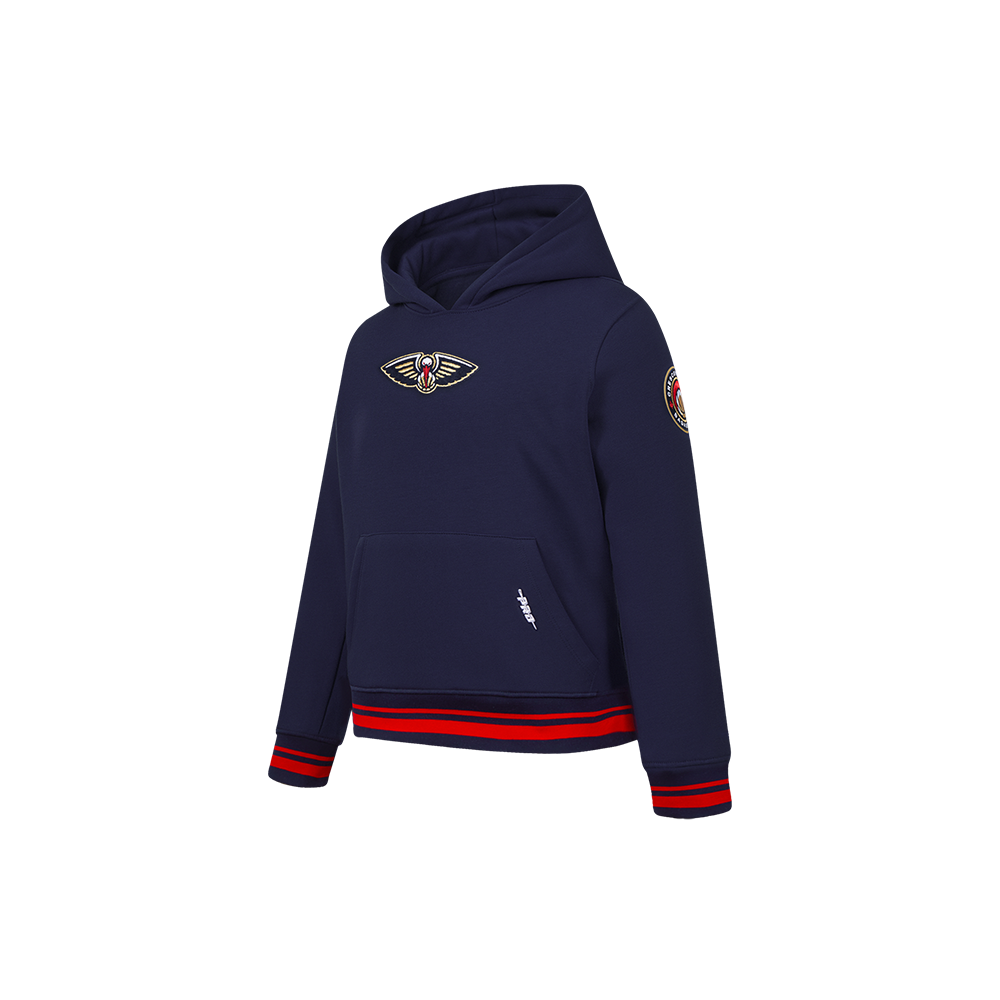NBA NEW ORLEANS PELICANS RETRO CLASSIC LITTLE BOYS RIB FLEECE PULLOVER HOODIE (MIDNIGHT NAVY/RED/MIDNIGHT NAVY)