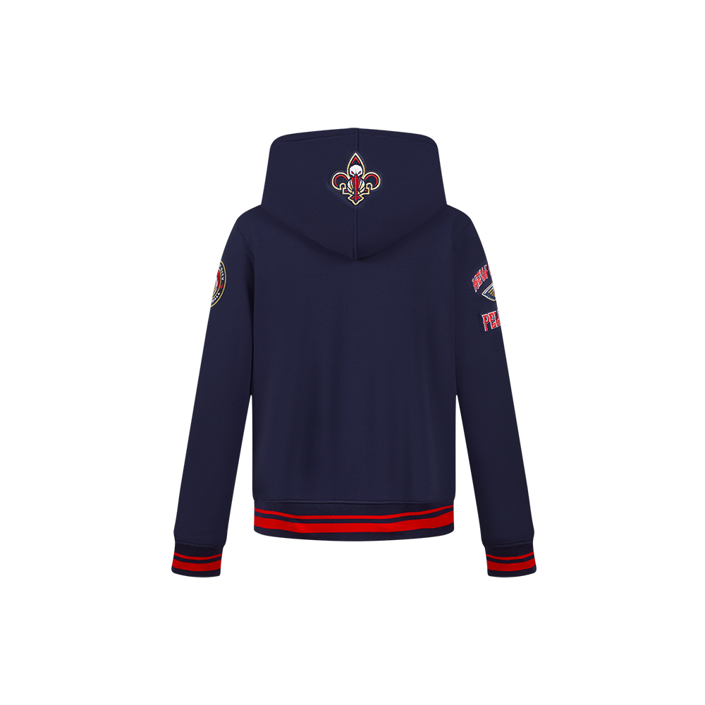NBA NEW ORLEANS PELICANS RETRO CLASSIC LITTLE BOY'S RIB FLEECE PULLOVER HOODIE (MIDNIGHT NAVY/RED/MIDNIGHT NAVY)