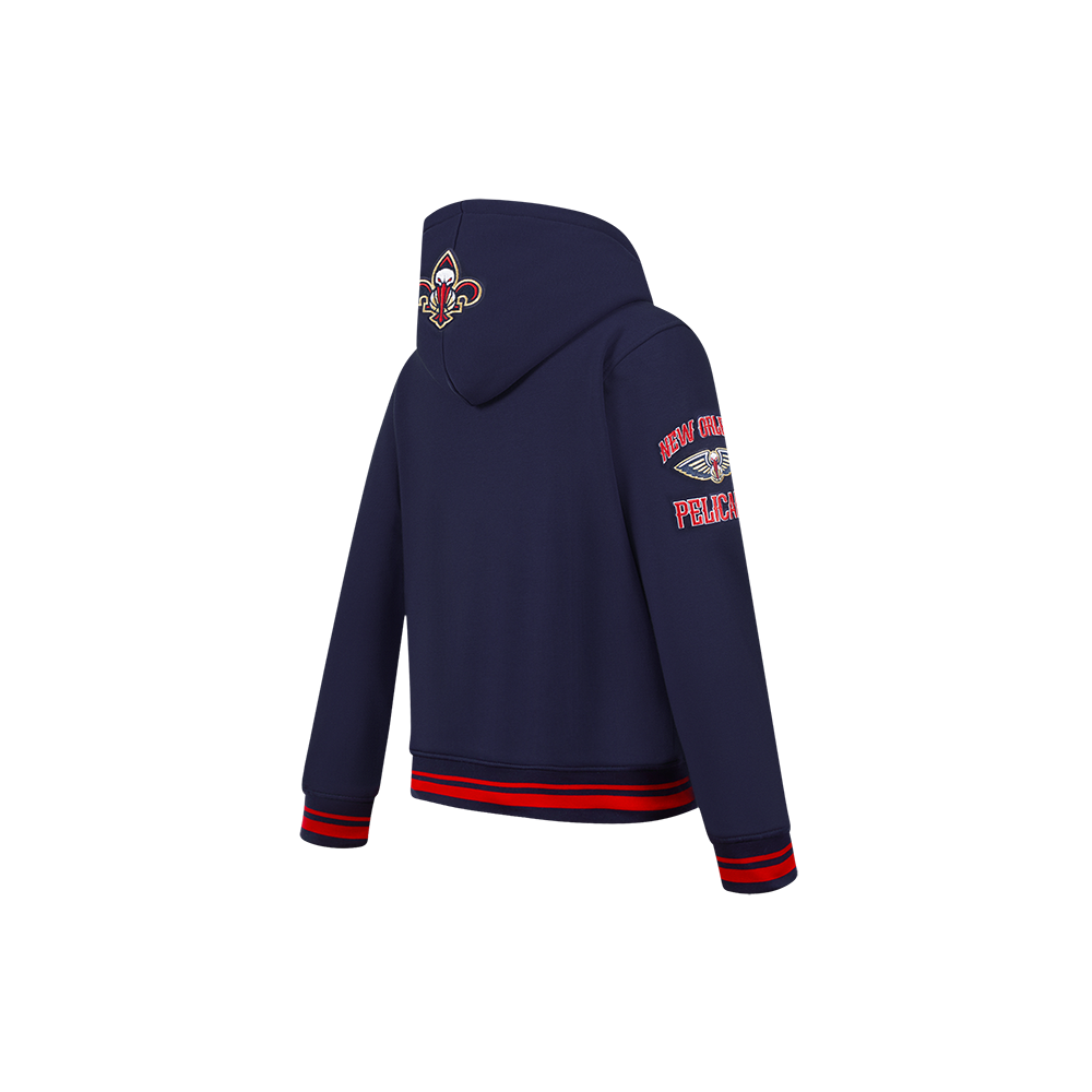NBA NEW ORLEANS PELICANS RETRO CLASSIC LITTLE BOY'S RIB FLEECE PULLOVER HOODIE (MIDNIGHT NAVY/RED/MIDNIGHT NAVY)