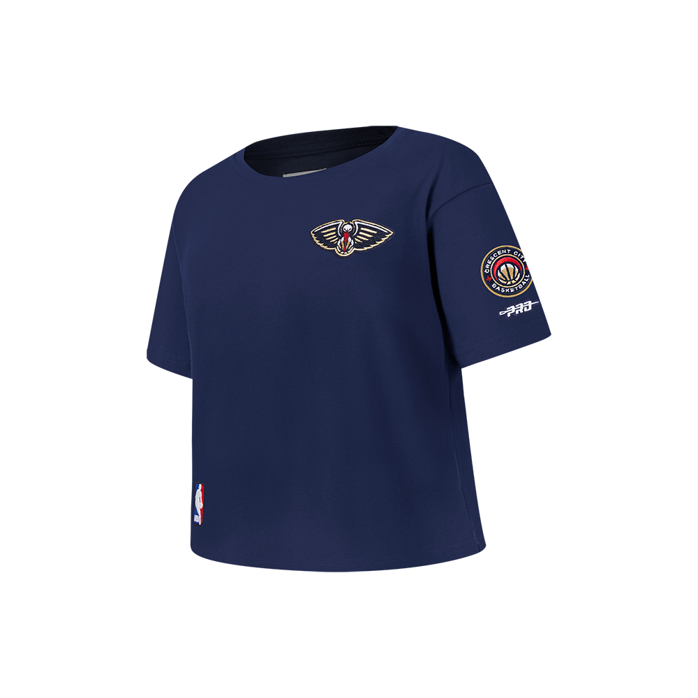 NBA NEW ORLEANS PELICANS CLASSIC T-SHIRT À COUPE CARRÉE À MANCHES COURTES POUR FILLE ENFANT (MARINE MINUIT)