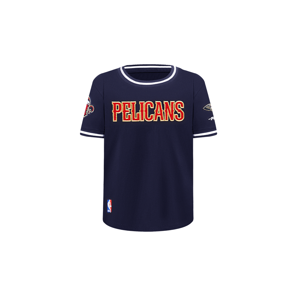 NBA NEW ORLEANS PELICANS CLASSIC T-SHIRT CÔTELÉ RAYÉ À MANCHES COURTES POUR GARÇON BAMBIN (MARINE MINUIT)