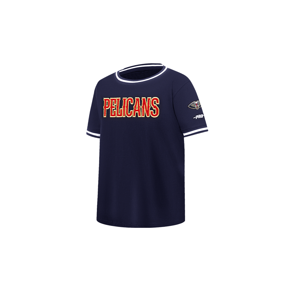 NBA NEW ORLEANS PELICANS CLASSIC T-SHIRT CÔTELÉ RAYÉ À MANCHES COURTES POUR GARÇON BAMBIN (MARINE MINUIT)