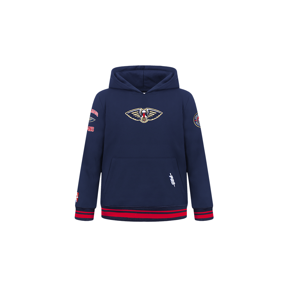 NBA NEW ORLEANS PELICANS RETRO CLASSIC TODDLER BOY'S RIB FLEECE PULLOVER HOODIE (MIDNIGHT NAVY/RED/MIDNIGHT NAVY)