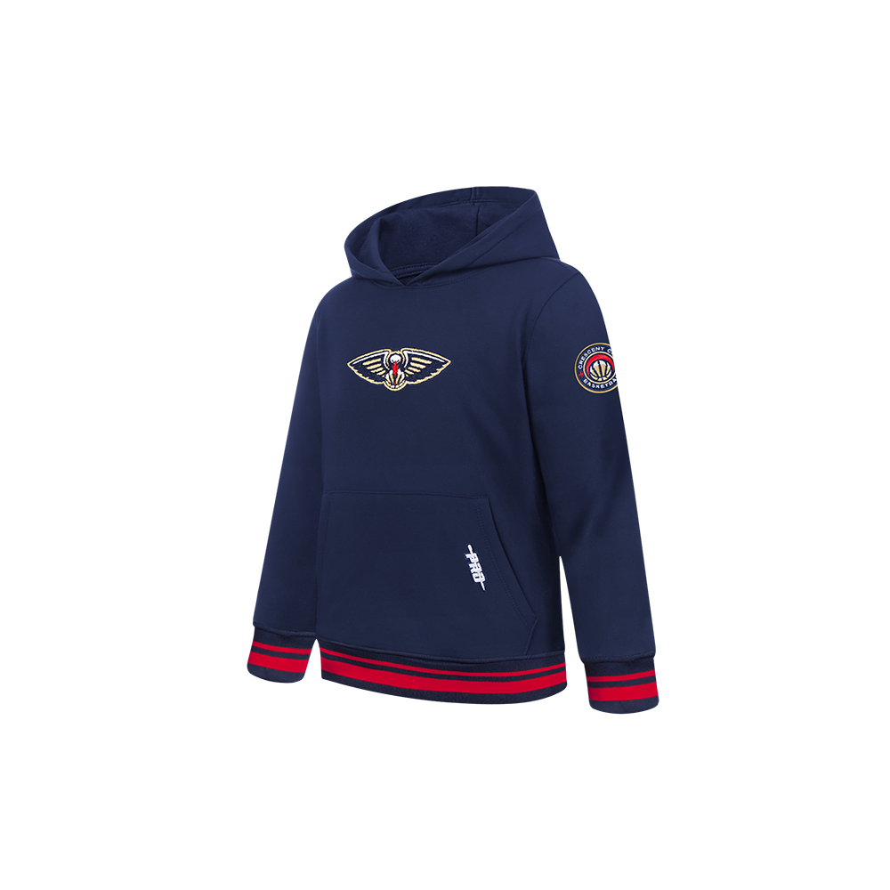 NBA NEW ORLEANS PELICANS RETRO CLASSIC TODDLER BOYS RIB FLEECE PULLOVER HOODIE (MIDNIGHT NAVY/RED/MIDNIGHT NAVY)