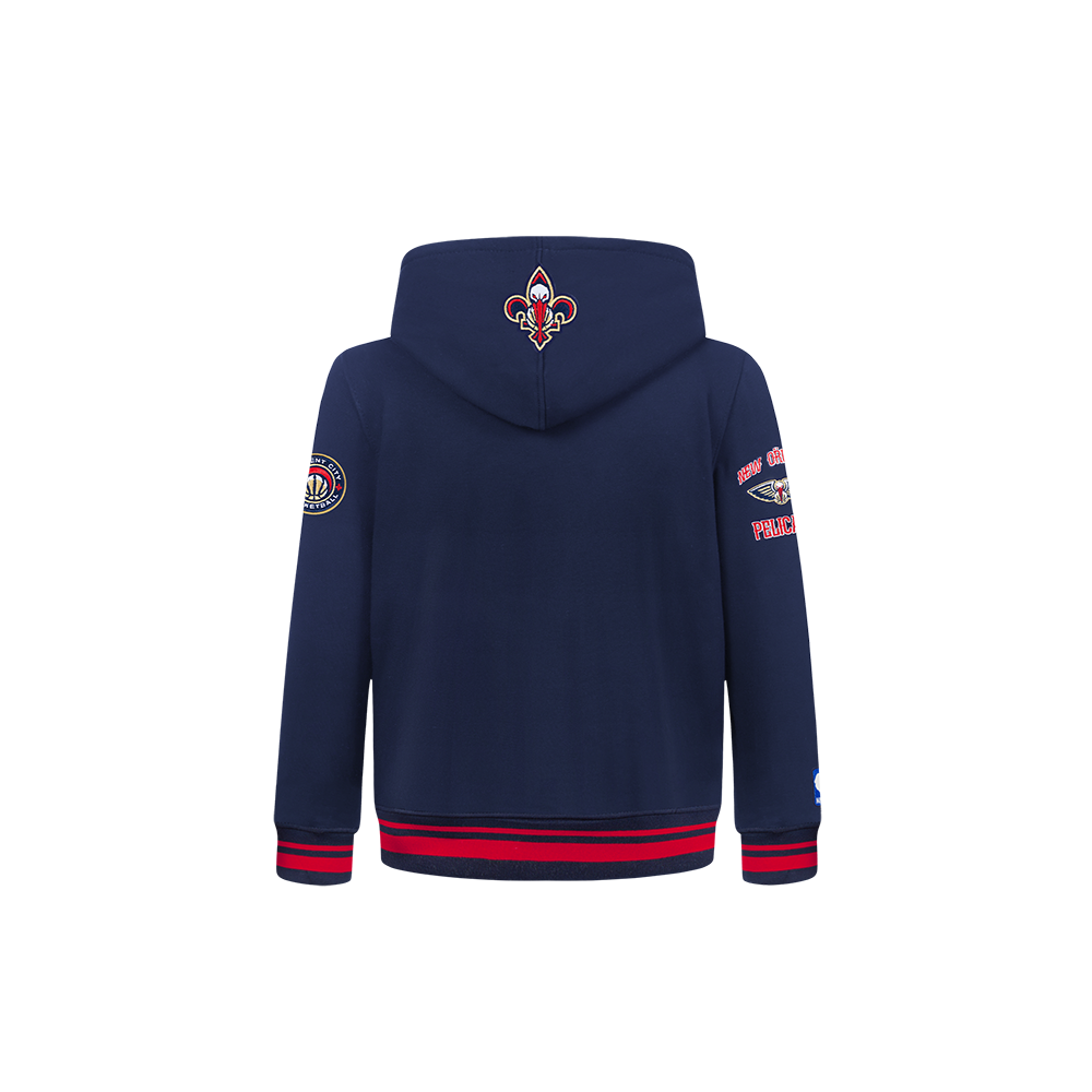 NBA NEW ORLEANS PELICANS RETRO CLASSIC TODDLER BOY'S RIB FLEECE PULLOVER HOODIE (MIDNIGHT NAVY/RED/MIDNIGHT NAVY)