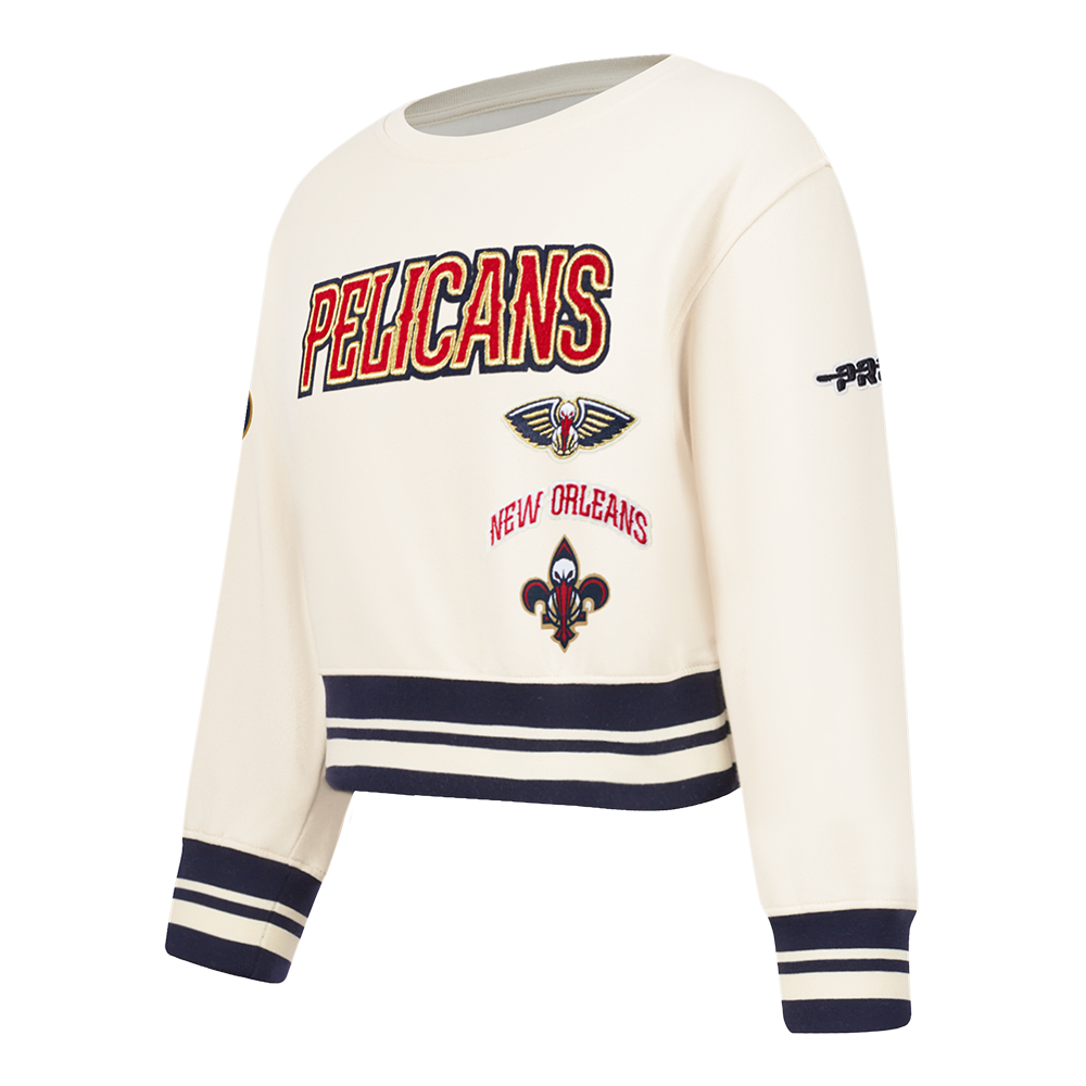 NBA NEW ORLEANS PELICANS RETRO CLASSIC TODDLER GIRLS RIB FLEECE CREWNECK (MIDNIGHT NAVY/RED/MIDNIGHT NAVY)