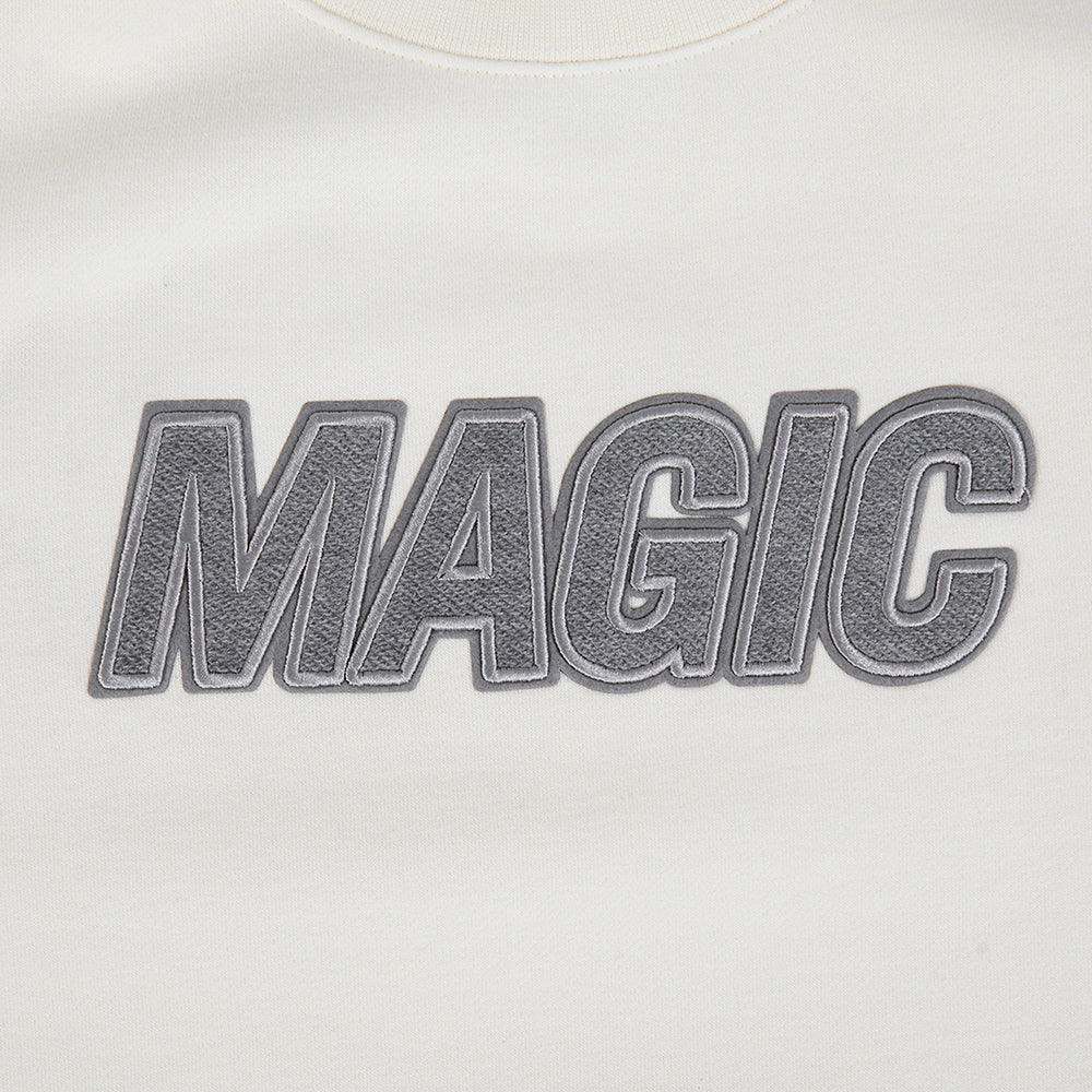 NBA ORLANDO MAGIC REVERSE FRENCH TERRY CHANDAIL À COL ROND EN MOLLETON À ÉPAULES TOMBANTES POUR HOMME (COQUILLE D'ŒUF)