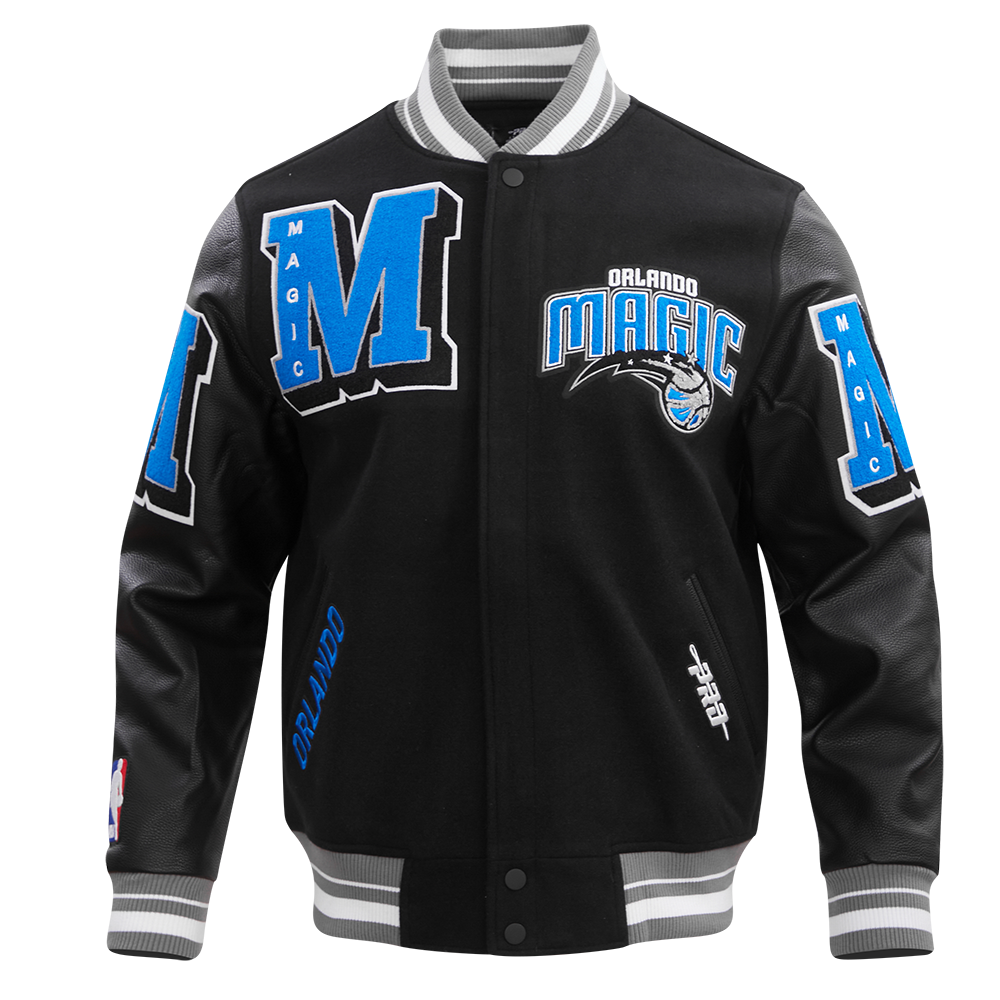 NBA ORLANDO MAGIC MASH UP MEN'S RIB WOOL VARSITY JACKET (BLACK/GRAY)