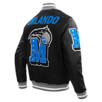 NBA ORLANDO MAGIC MASH UP MEN'S RIB WOOL VARSITY JACKET (BLACK/GRAY)