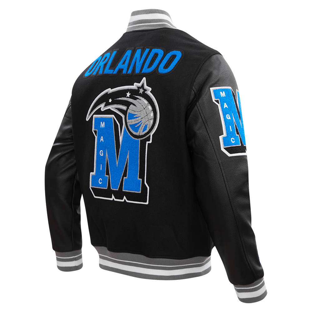 NBA ORLANDO MAGIC MASH UP MEN'S RIB WOOL VARSITY JACKET (BLACK/GRAY)