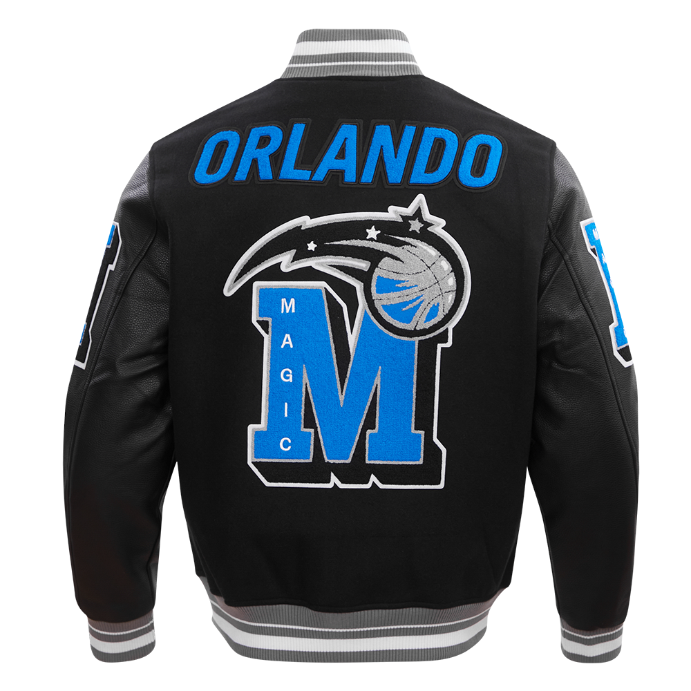 NBA ORLANDO MAGIC MASH UP MEN'S RIB WOOL VARSITY JACKET (BLACK/GRAY)