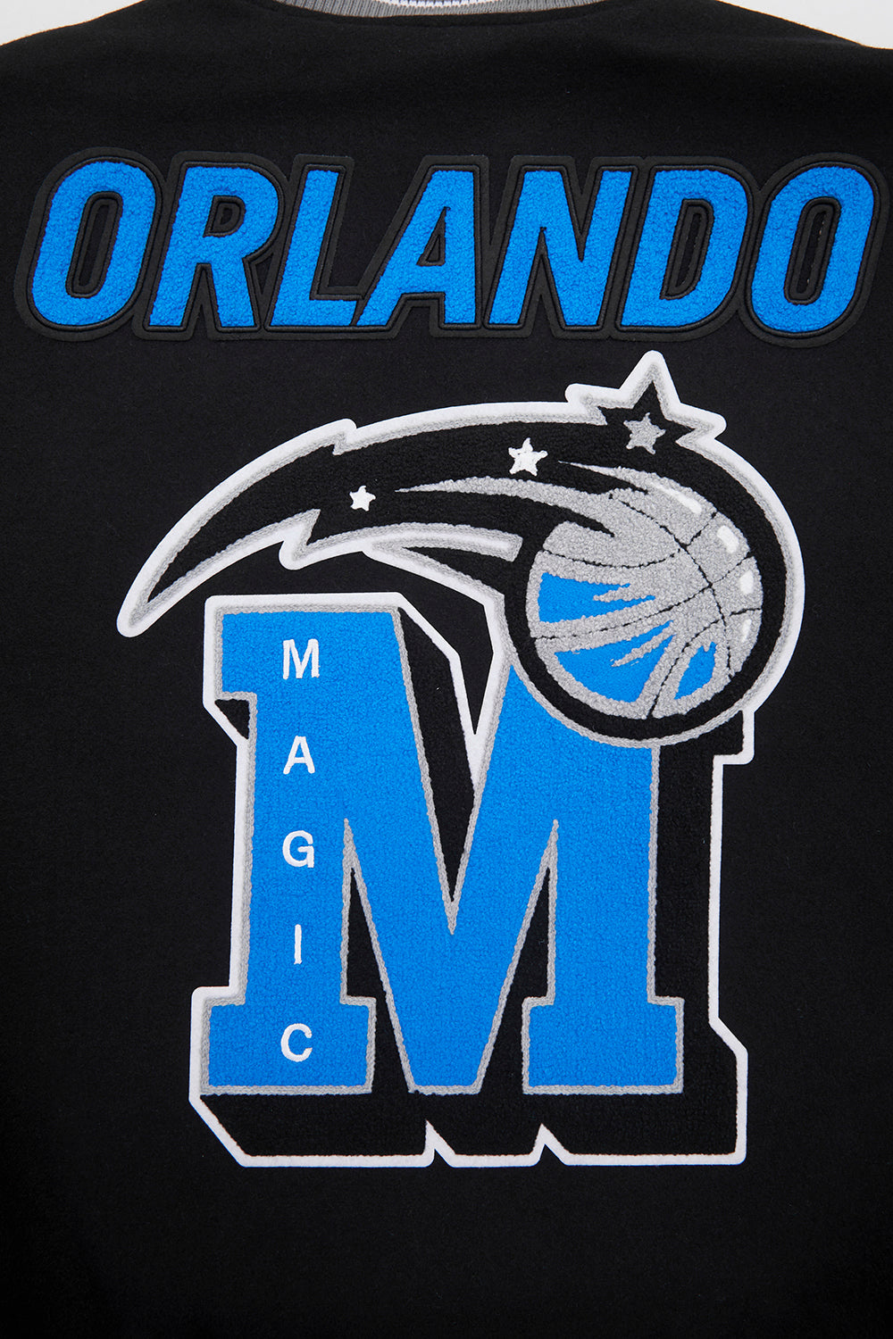 NBA ORLANDO MAGIC MASH UP MEN'S RIB WOOL VARSITY JACKET (BLACK/GRAY)