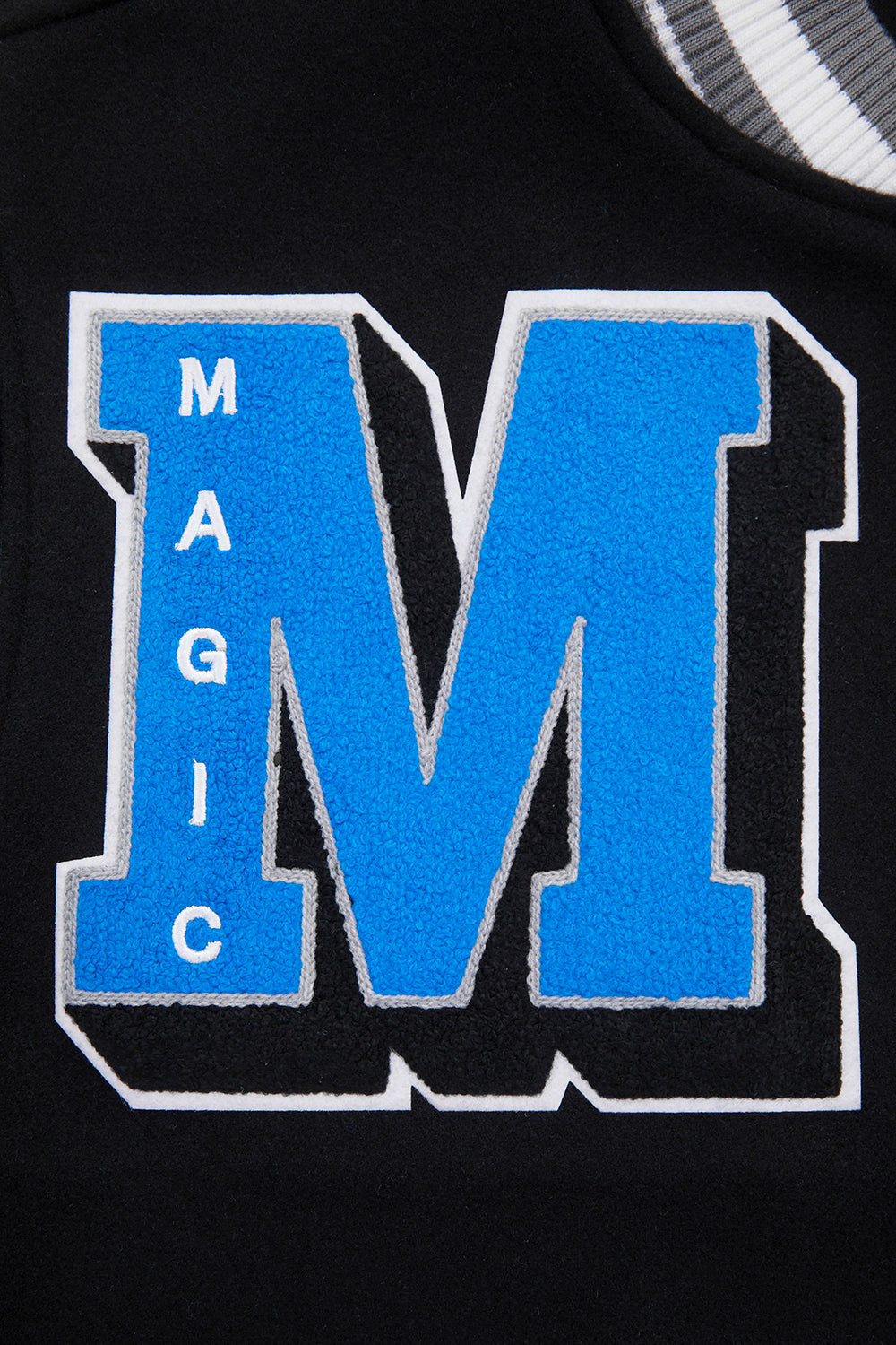 NBA ORLANDO MAGIC MASH UP MEN'S RIB WOOL VARSITY JACKET (BLACK/GRAY)