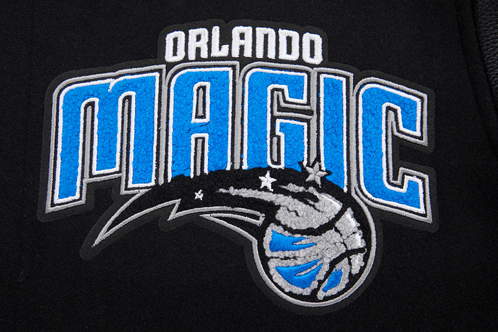 NBA ORLANDO MAGIC MASH UP MEN'S RIB WOOL VARSITY JACKET (BLACK/GRAY)