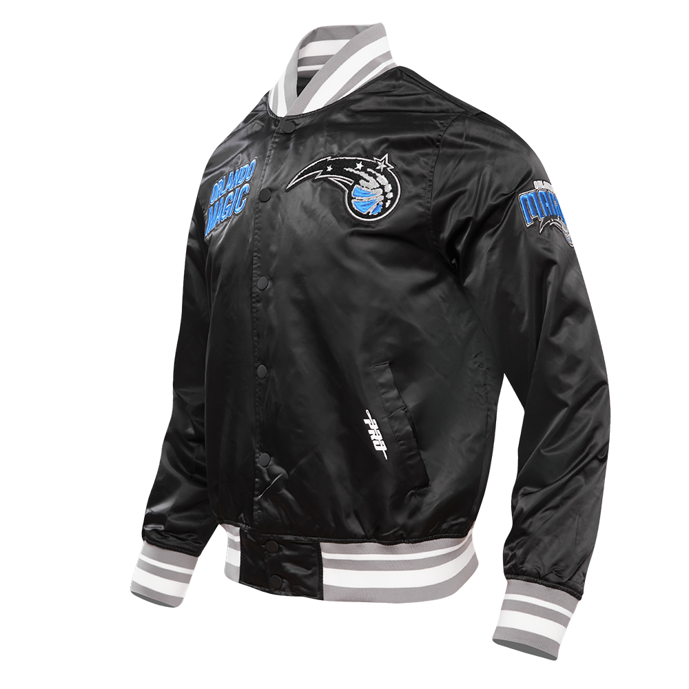 NBA ORLANDO MAGIC RETRO CLASSIC MEN'S RIB SATIN JACKET (BLACK/GRAY)