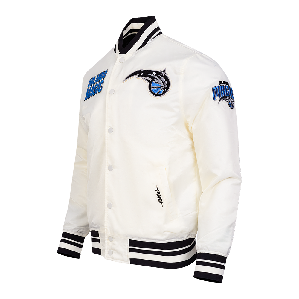 NBA ORLANDO MAGIC RETRO CLASSIC MEN'S RIB SATIN JACKET (EGGSHELL/ BLACK)