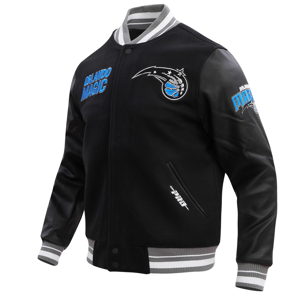 NBA ORLANDO MAGIC RETRO CLASSIC MEN'S RIB WOOL VARSITY JACKET (BLACK/GRAY)
