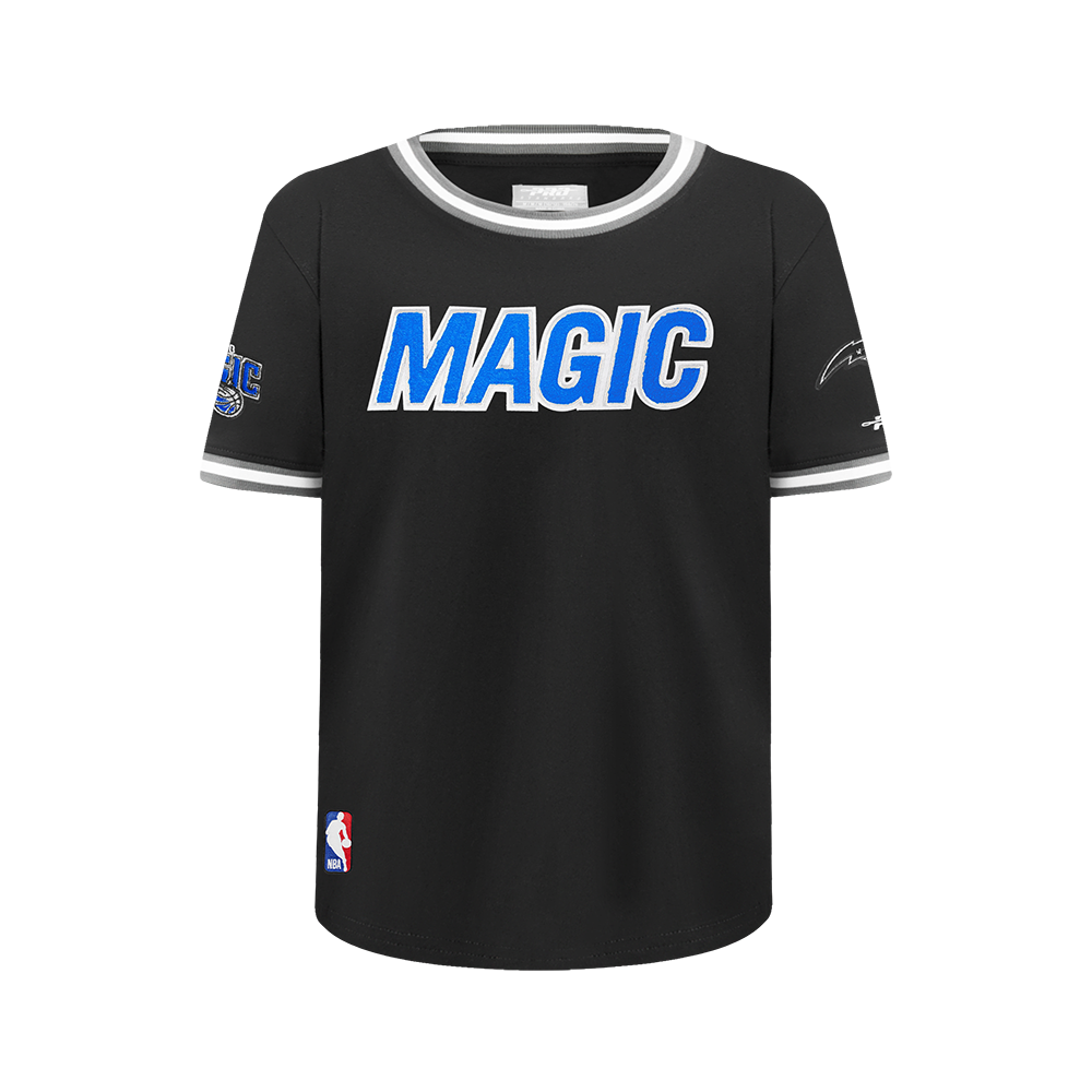 NBA ORLANDO MAGIC CLASSIC T-SHIRT CÔTELÉ RAYÉ À MANCHES COURTES POUR GARÇON JUNIOR (NOIR/GRIS)