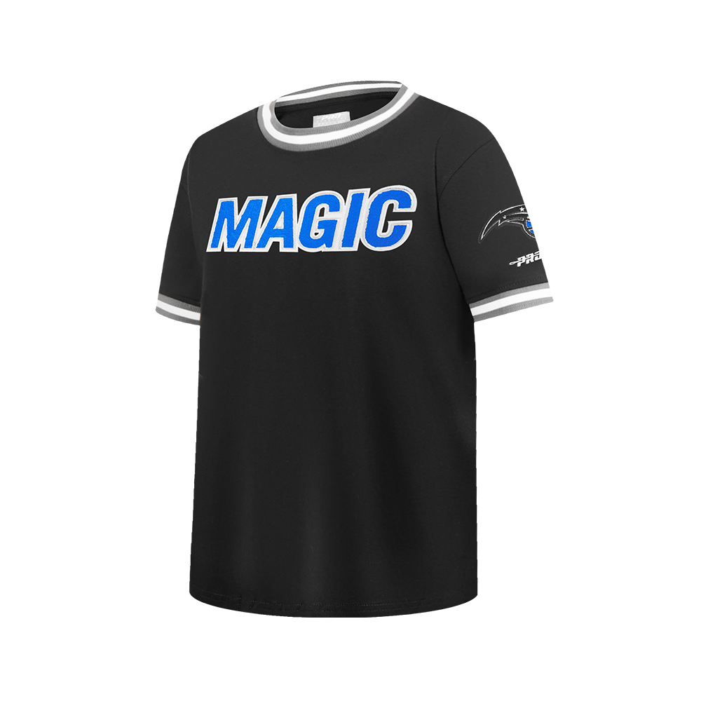 NBA ORLANDO MAGIC CLASSIC T-SHIRT CÔTELÉ RAYÉ À MANCHES COURTES POUR GARÇON JUNIOR (NOIR/GRIS)