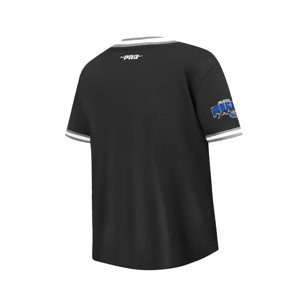 NBA ORLANDO MAGIC CLASSIC T-SHIRT CÔTELÉ RAYÉ À MANCHES COURTES POUR GARÇON JUNIOR (NOIR/GRIS)