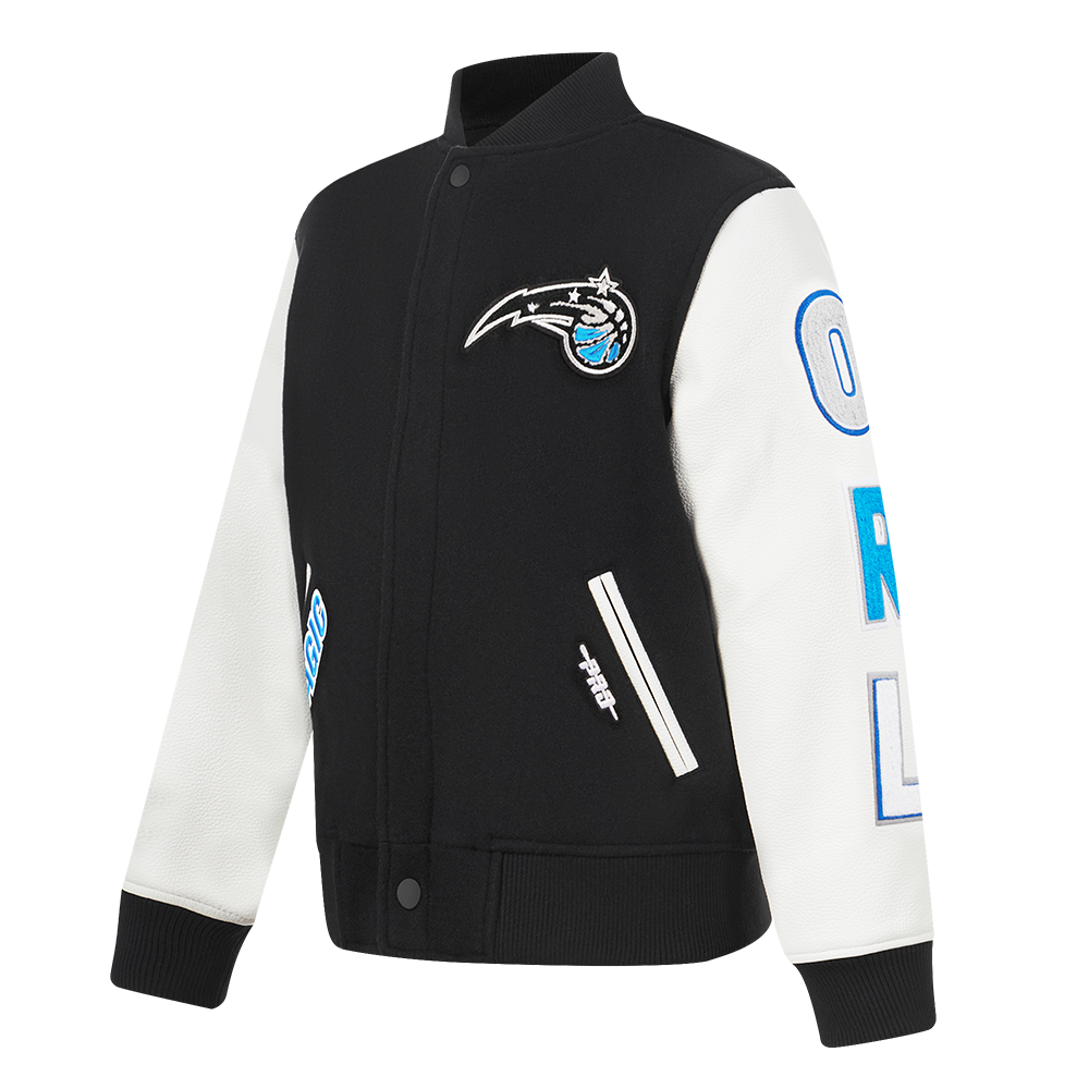 NBA ORLANDO MAGIC CLASSIC BLOUSON COLLÉGIAL EN LAINE POUR GARÇON JUNIOR (NOIR/BLANC)