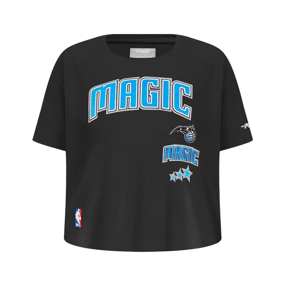 NBA ORLANDO MAGIC RETRO CLASSIC T-SHIRT À COUPE CARRÉE À MANCHES COURTES POUR FILLE JUNIOR (NOIR)