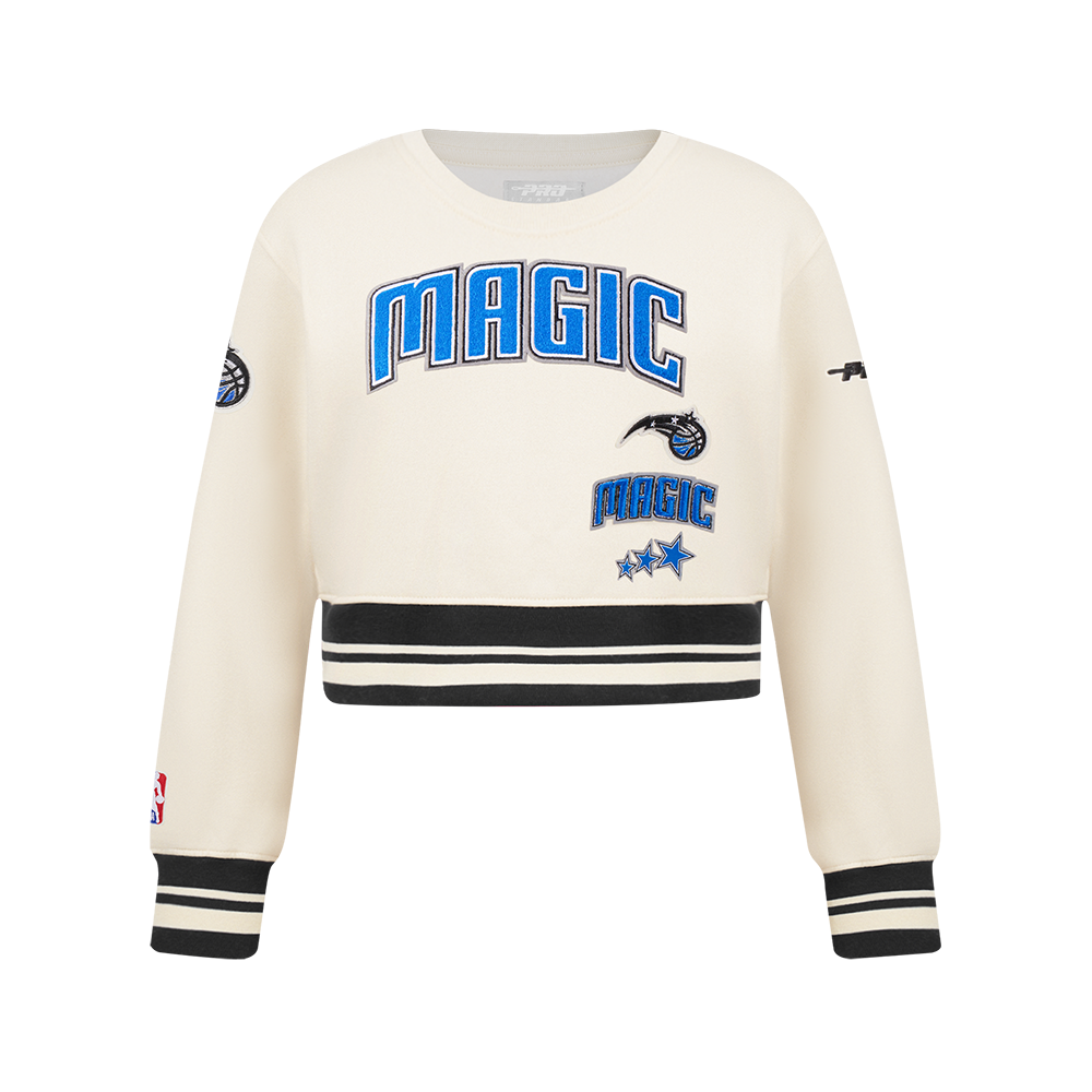 NBA ORLANDO MAGIC RETRO CLASSIC BIG GIRL'S RIB FLC CREWNECK (EGGSHELL/ BLACK)