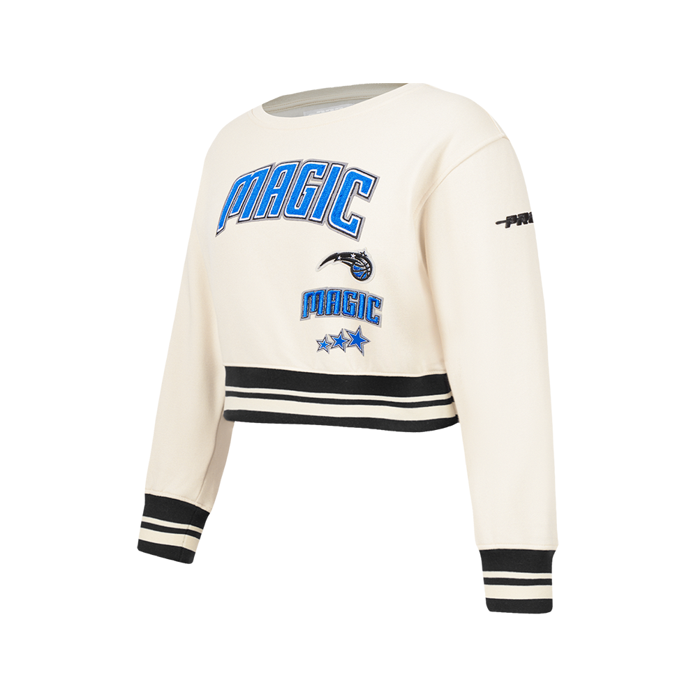 NBA ORLANDO MAGIC RETRO CLASSIC BIG GIRL'S RIB FLC CREWNECK (EGGSHELL/ BLACK)