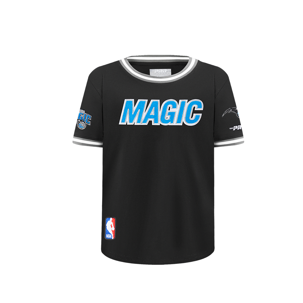 NBA ORLANDO MAGIC CLASSIC T-SHIRT CÔTELÉ RAYÉ À MANCHES COURTES POUR GARÇON ENFANT (NOIR/GRIS)