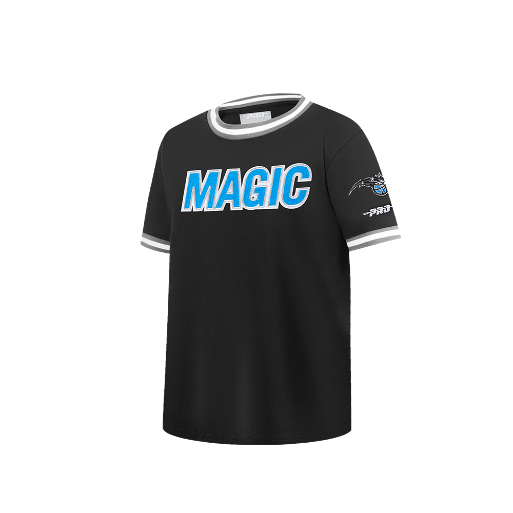 NBA ORLANDO MAGIC CLASSIC T-SHIRT CÔTELÉ RAYÉ À MANCHES COURTES POUR GARÇON ENFANT (NOIR/GRIS)